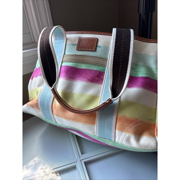 Coach Y2K Water Color Hampton tote canvas hand shoulder Bag Purse 10067 - Picture 14 of 16